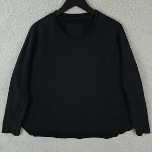 Frank & Eileen Anna Capelet Womens M Black Long Sleeve Triple Fleece Sweatshirt